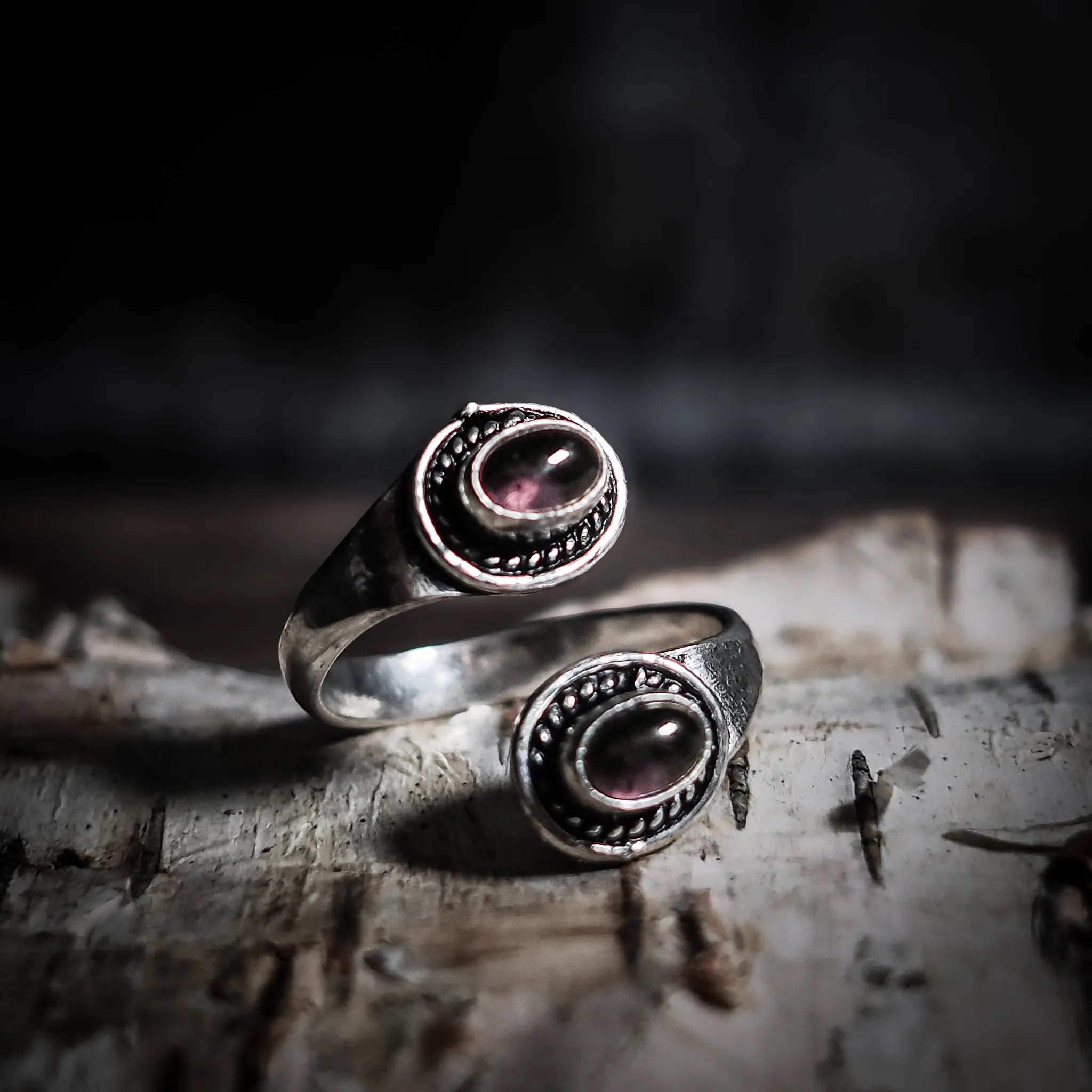 Spiralring med Ametister