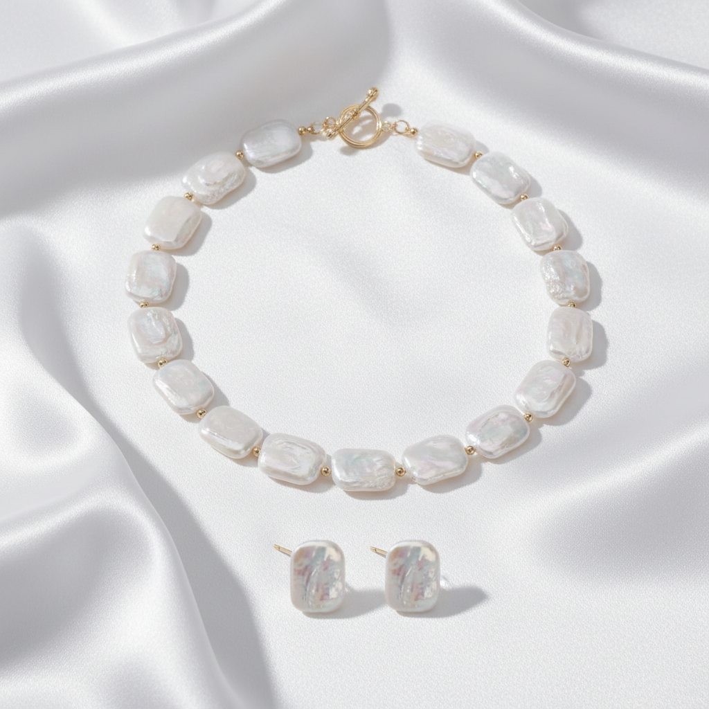 Elegant baroque pearl jewelry set