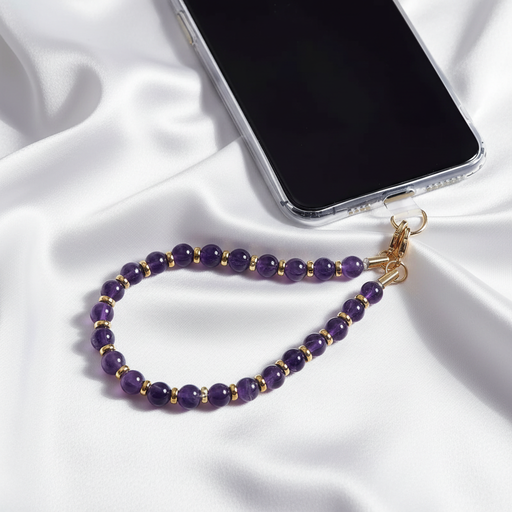 Elegant Amethyst Phone Strap