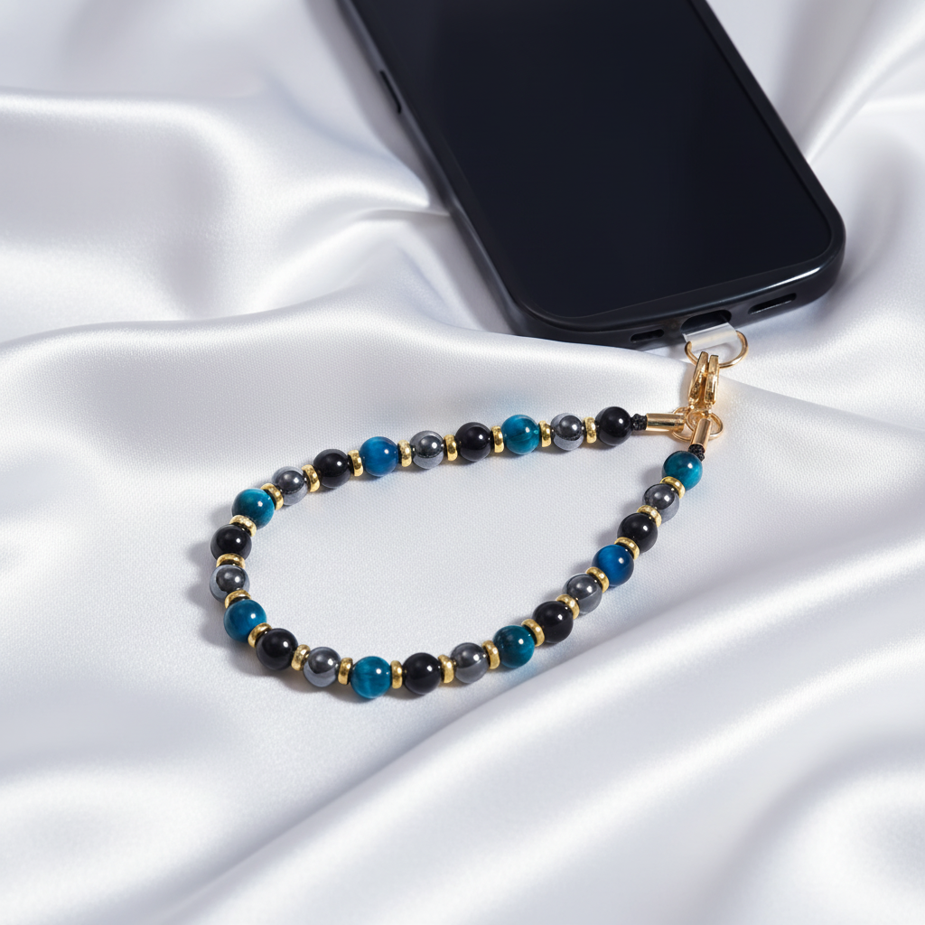 Elegant Blue Tiger's Eye Phone Strap