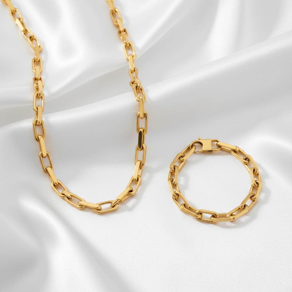 Elegant gold chain jewelry set