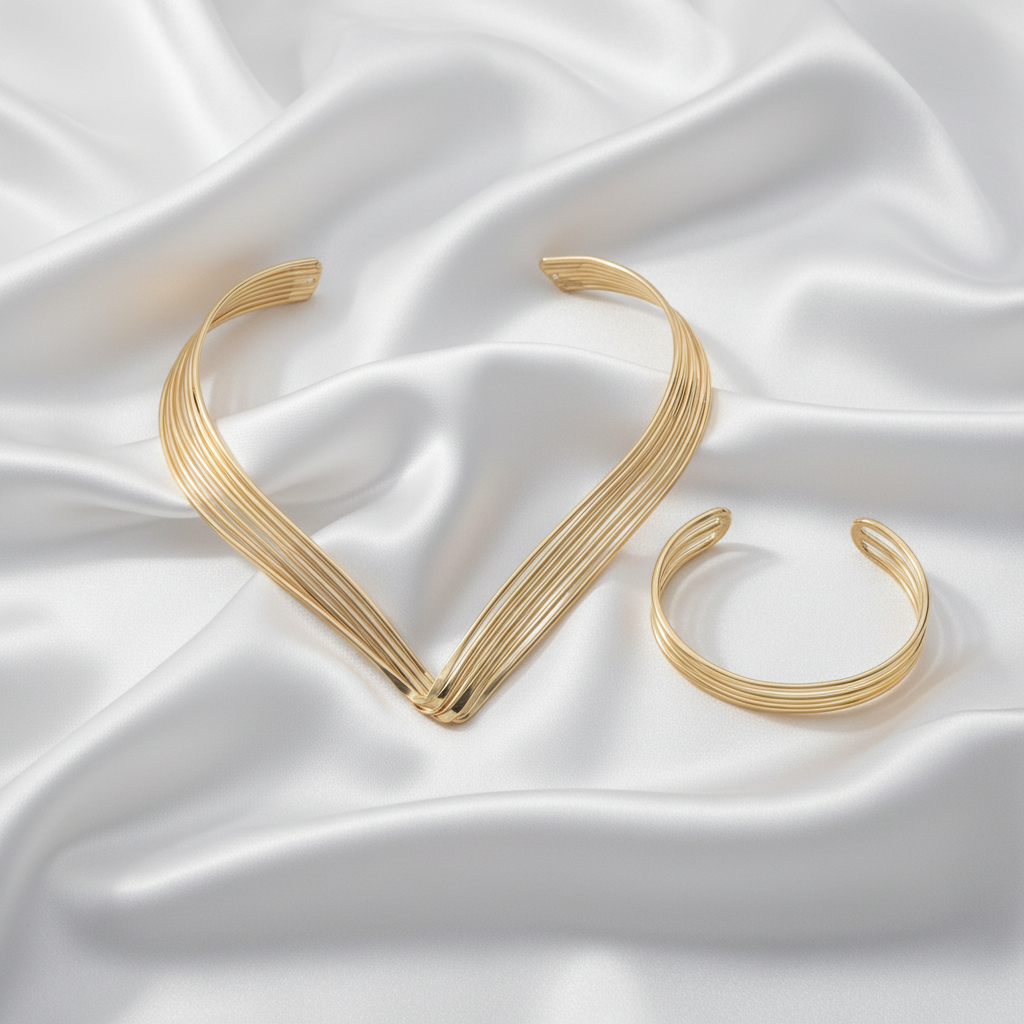 Elegant gold wire jewelry set