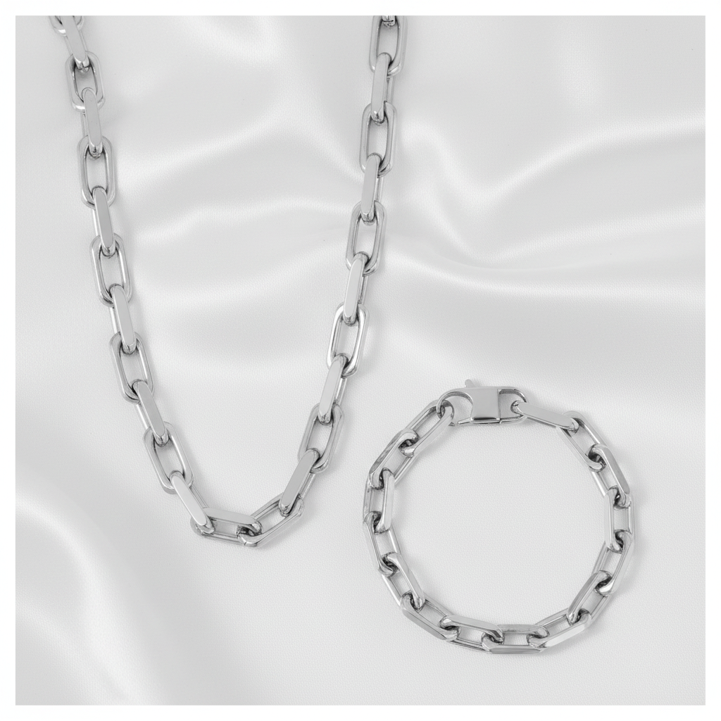 Elegant silver chain jewelry set