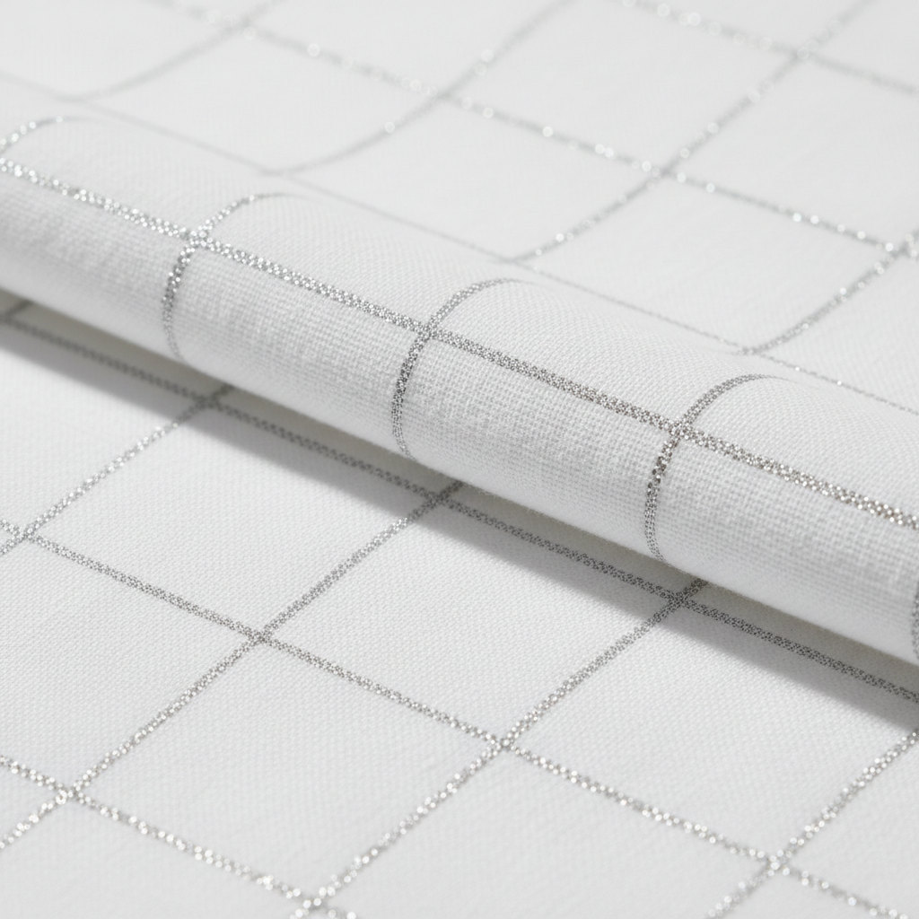 Vitt jordningslakan med silvertrådar